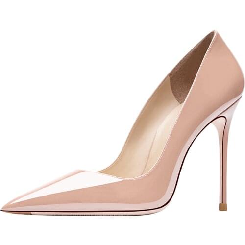 Fashion New Women Sexy Stilettos Bright High Heeled Shoe Thin Heels Office Formal Pumps Patent Leather Dress Shoes Nude Red