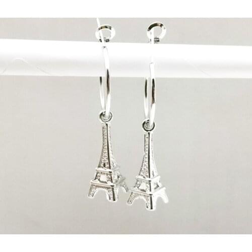Vintage Earrings Paris Tower Aircraft Pendant Cute Travel Souvenir Earring Hoop Fashion Jewelry Accessories Charm Woman Festival