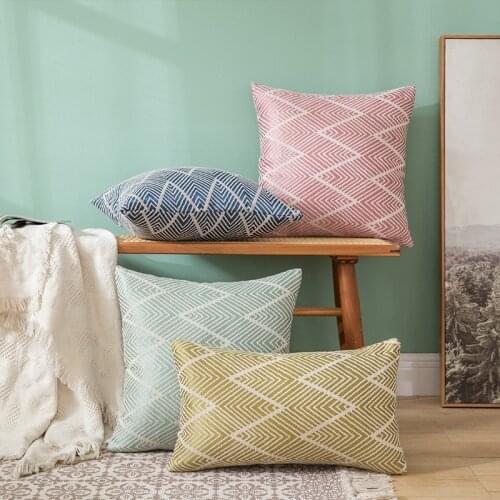 Japanese Style Striped Cotton and Linen Wave Pillow Warm Life Home Flagship Store Home Dining Table Back Pillow Cushion Cover