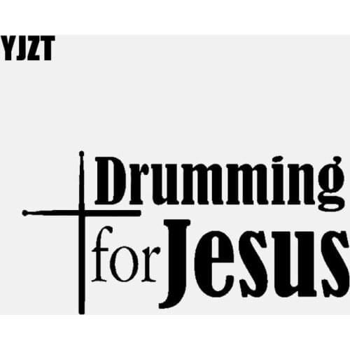 YJZT 14.8CM*7.4CM TDRUMMING for JESUS Cross Personality Car Sticker Vinyl Decal Black/Silver C3-1415