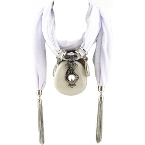 Women Fashion Bohemian Ethnic Jewelry Tassel Water Drop Pendant Scarf Necklace