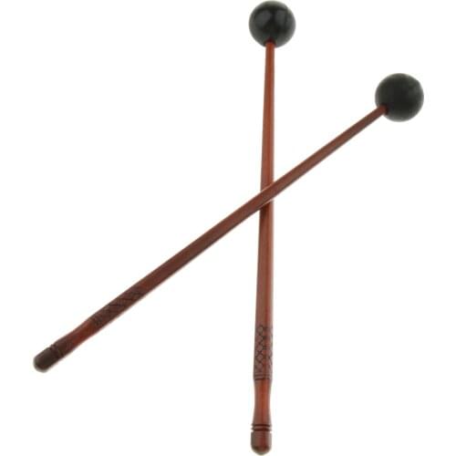 1 Pair Hank Drum Beaters Lotus Drum Tankdrum Sticks Rods, Rubber Mallet Hammer with Wood Handle
