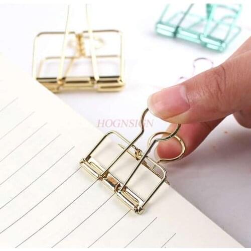 10pcs Photo Clip Simple Metal Hollow Clip Color Long Tail Note Clip Ticket Holder Grid Photo Wall Decoration