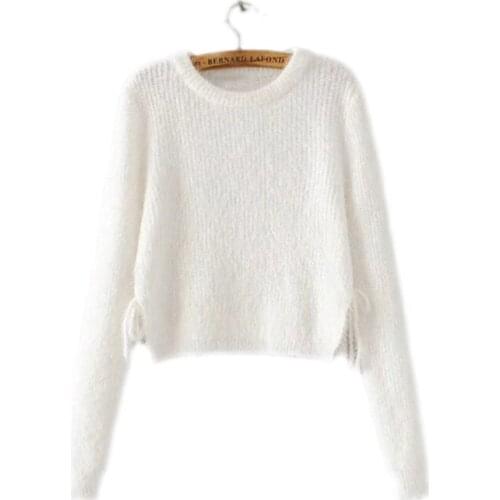 2017 Sweater Women Fashion Style Round Neck Solid Color Casual Hot Sell Short womens Sweaters And Pullovers Vestidos MMY69169