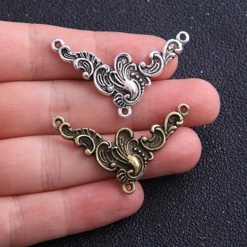 4pcs 24*43mm 2020 New Product Two Color Zinc Alloy Peacock Porous Connectors Jewelry Making DIY Handmade Craft