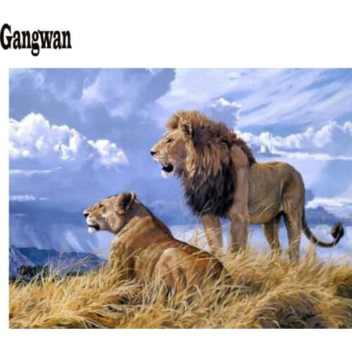 5d Diamond Painting Full round/square animal lions couple Mosaic DIY Diamond Painting Cross Stitch Embroidery hobby Home Decor