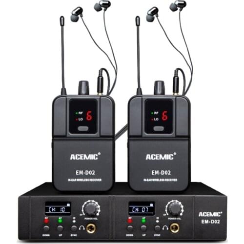 ACEMIC EM-D02 2 Channels Transmitter professional Wireless In Ear Monitor System with 2 Bodypack