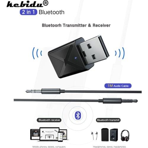 Kebidu Wireless Receiver Transmitters Bluetooth V5.0 Audio Music Stereo USB adapter Dongle for TV PC Bluetooth Speaker Headphone