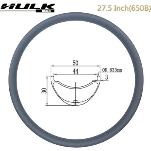 27.5er 650B MTB AM Enduro XC tubeless 50mm x 30mm deep hookless carbon rim 24 28H 32 36 hole all mountain bike wheel rim