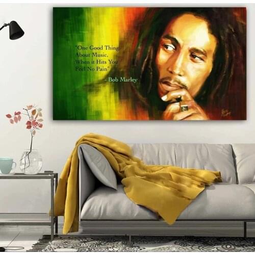 Bob Marley Canvas Painting Portrait Posters and Prints Wall Art Pictures For Living Room Classic Decorative Oil Painting Cuadros
