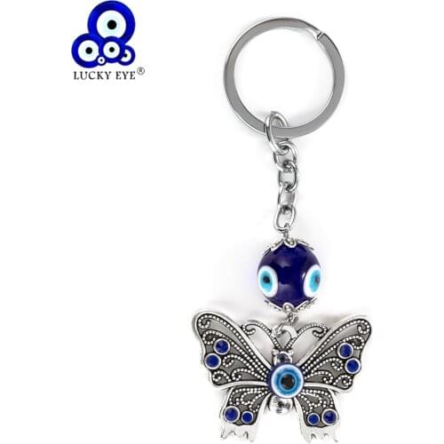 Lucky Eye Butterfly Keychain Evil Eye Key Chain Animal Keychain Car Pendant Jewelry For Men Women EY06