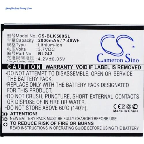 Cameron Sino 2000mAh Battery BL243 for Lenovo K3 Note, K50-T3s, K50-T5, Lemon K3 Note