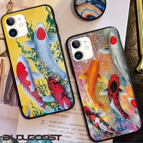Reall Chinese Koi Fishes Phone Case for iphone 11 Pro 11 Pro Max X XS XR XS MAX 8plus 7 6splus 5s se 7plus SE 2020 case