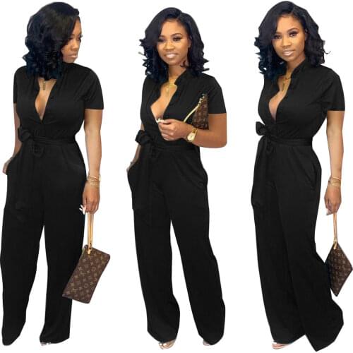European hot sale fashion print full length jumpsuits office lady high waist lace-up temperament rompers