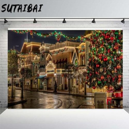 Photography Backdrop Vintage Street Architecture Night City Christmas Decor Party Photo Background Studio Props Child Portrait