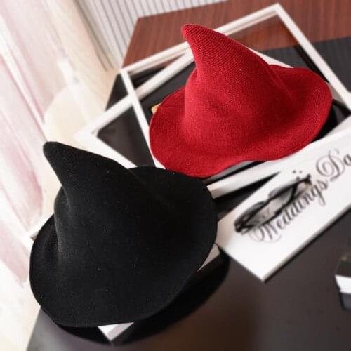 Halloween Female Hight Witch Hat Knitting Party Masquerade Cosplay Costume Cap Decor Sombreros Fiestas Y Eventos Gorro Bruja