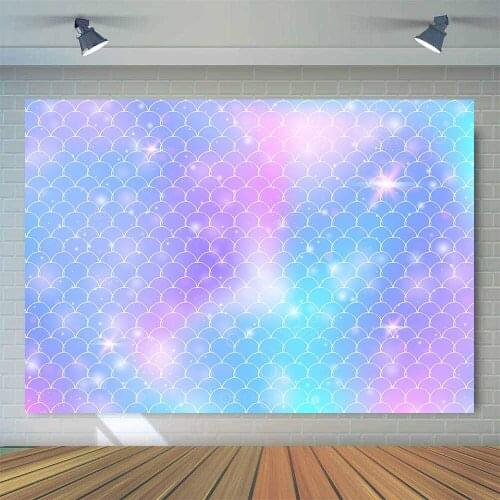 Colorful Mermaid scales Birthday Backdrop Glitter Dots Background for Photo Booth Little Mermaid Princess Newbron Girl Portrait