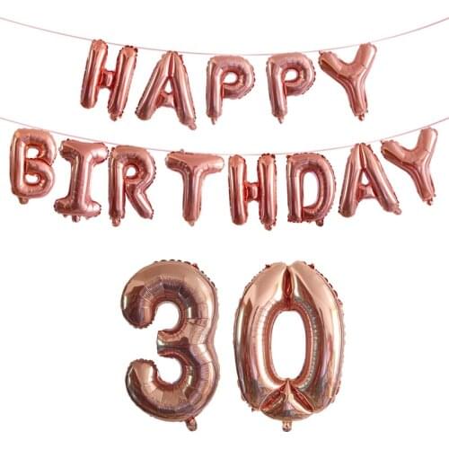 LQDIANTANG 15pcs 16inch Rose Gold Number Letter Balloons Birthday Party Balloons 18 21 30 50 60th Adult Birthday Party Decor