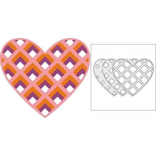 New 2021 Layered Grid Diamond Hearts Metal Cutting Dies for DIY Scrapbooking and Card Making Decorative Embossing Craft No Stamp