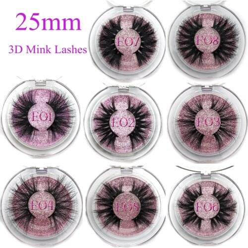 Mikiwi 25mm False Eyelashes Wholesale Thick Strip 25mm 3D Mink Lashes Custom Packaging Label Makeup Dramatic Long Mink Lashes