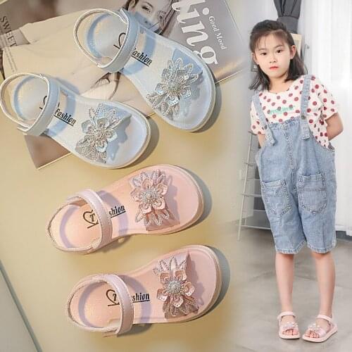 Fashion Crystal Sweet Flower ChildrenS Beach Sandals Girl Summer Sandals 2021 For Kids School Shoes 3 4 5 6 7 8 9 10 11 12 Year