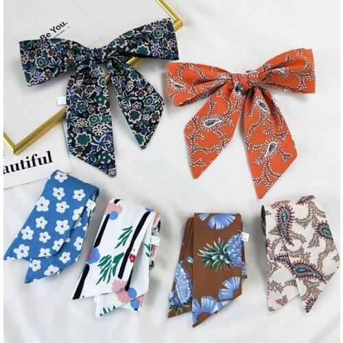 MoriBty Skinny Women Silk Scarf Neckerchief Cotton Floral Spring-Summer Bufandas Neck Ties Foulard Luxury Hair Ribbon Bag Wraps
