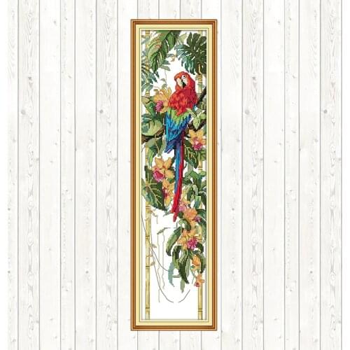 This Scarlet Macaw Chinese Cross Stitch Set Animal Pattern DMC 14CT Printed on Canvas for Needlework DIY Handmade Embroidery Kit