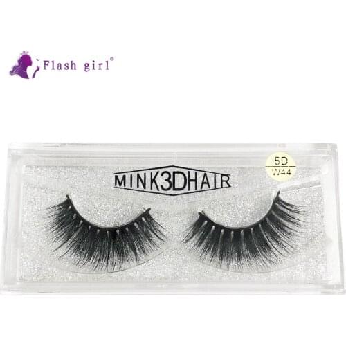 Flash Girl Natural False Eyelashes 5D Mink Thick Soft Eye Lashes Reusable Fluffy Fake Eyelash Makeup Extension Tools 5D-W44