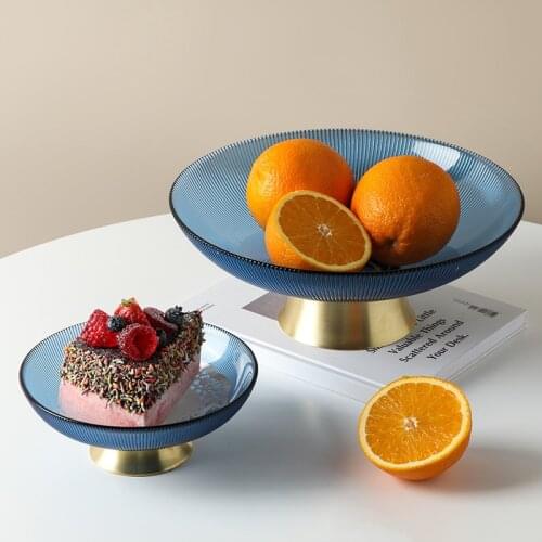 Nordic Glass Fruit Dish Round Plate Living Room Desktop Snack Candy Storage Tray Home Decoration Creative Fruit Basket Tableware