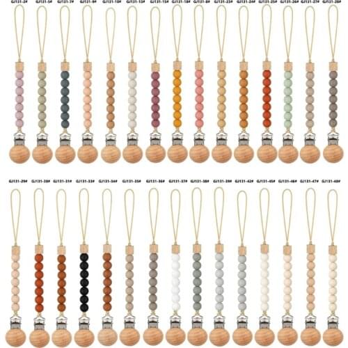 Newborn Pacifier Clip Soother Chain BPA-free Silicone Beads DIY Dummy Nipple Holder Baby Teething Chewable Toys Shower Gifts