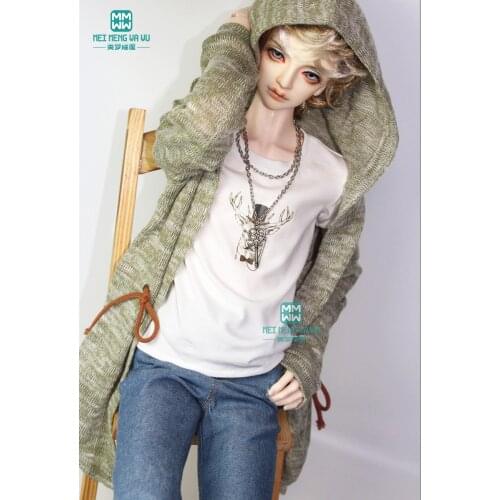 BJD doll clothes fits BJD uncle fashion wild print T-shirt hooded knit cardigan