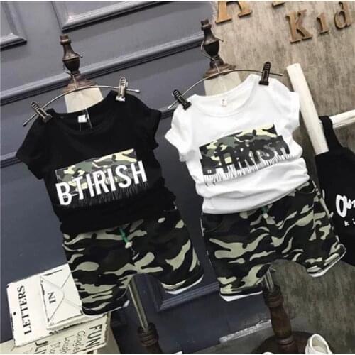 Boys Summer Cotton Clothes Letters Printed T-shirt Kids Children Clothing Tracksuit Childrens Sets Baby Boys Clothing Set 2-6Y