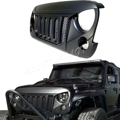 Front Grill Bumper upper grill For Jeep Wrangler JK 2007 2008 2009 2010 2011 2012 2013 2014 2015 2016 2017 Black Grille