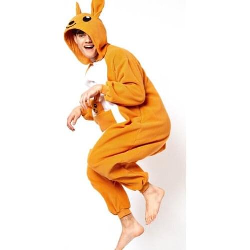 Kangaroo One Piece Animal Cosplay Costume Onesies Pajamas Jumpsuit Hoodies Adults Cosplay Costumes for Halloween and Carnival