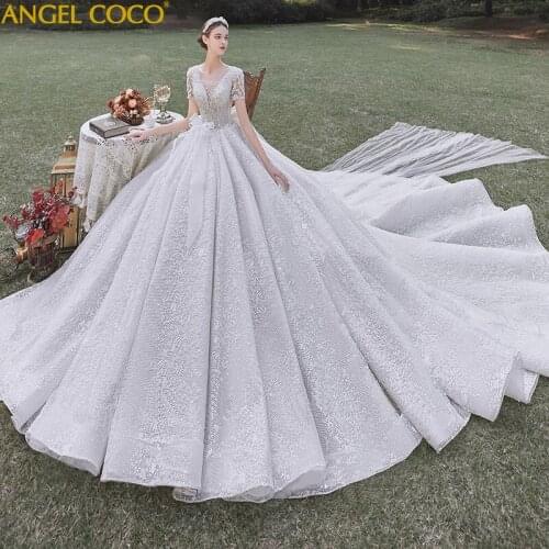 Saudi Arabic Dubai Luxury Vestido De Noiva Maternity Wedding Dress Princess Elegant Lace Cathedral/Royal Train Bridal Gowns