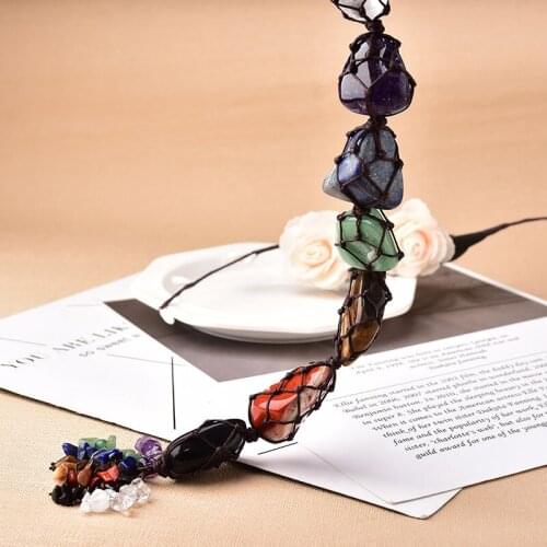 Seven Chakras Tassel Natural Crystal Stone Handmade Automobile Ornaments Car Home Decor Spiritual Meditation Car Hanging Gift