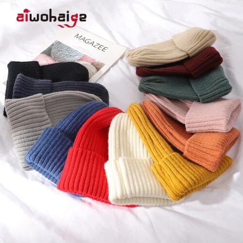 New Candy Colors Winter Hat Women Wool Knitted Hat Warm Soft Trendy Hat Elegant All-match Beanie Simple Korean Style bonnet Caps