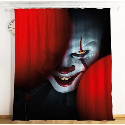 IT Pennywise Clown Stephen King 3D Printing Blackout Curtain Kids Bedroom Living Room Home Decoration for Halloween