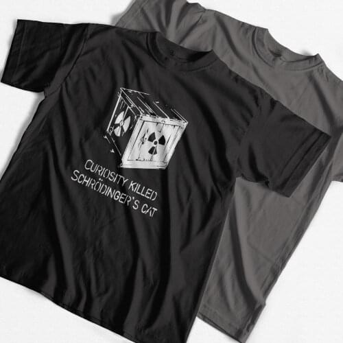 COOLMIND 100% cotton schrodinger cat print loose men T shrit casual sort sleeve cotton summer men tshirt male tee shirts