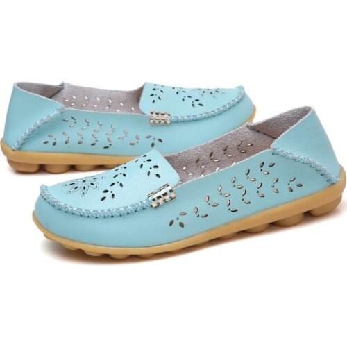 Women Flats Summer Women Genuine Leather Shoes Slip On Casual Flat Shoes Ladies Soft Nurse Ballerina Shoes Women Loafers Shoes
