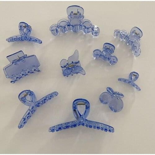 Transparent Blue Acetate Hair Claws Clips Large Geometric Hollow Square Cross Butterfly Hair Clip For Women Hair Accessories