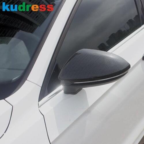 Rearview Mirror Cover Trim For Volkswagen Golf Variant 2014-2019 2020 Carbon Fiber Door Mirrors Frame Cover Car Accessories 2pcs