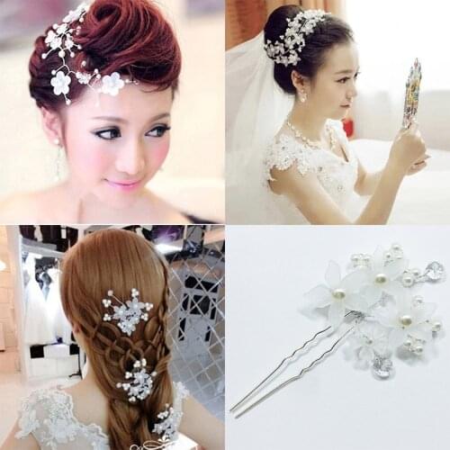 Romantic Wedding Bridal Headpiece Girl Flower Hair Accessories for Women Pearl Hair Ornaments Jewelry Hair Pin Bride Headband