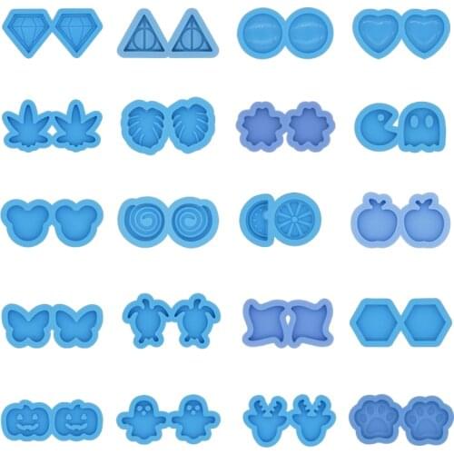 20 Styles/cartoon Animal Ear Studs Silicon Molds for Resin Art DIY Mini Fruit Leaf Shape Epoxy Resin Jewelry Mold Craft Tool