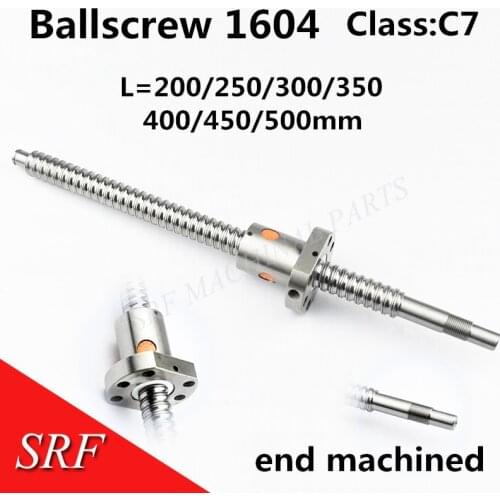1pcs 16mm Rolled Ball screw SFU1604 L=200/250/300/350/400/450/500mm with single Ballnut end machined for CNC part