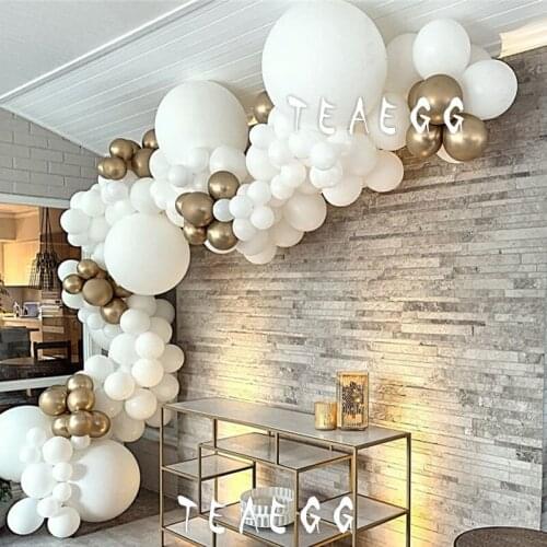 140Pcs/Set White Gold Latex Balloon Happy Birthday Decoration Garland Arch Kit For Wedding Engagement Anniversary Party Decorati