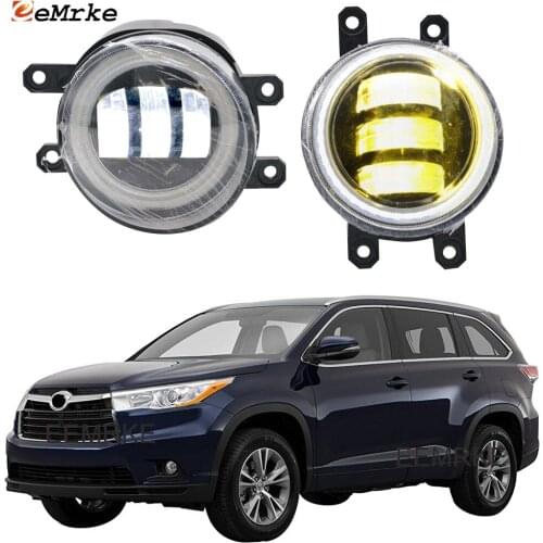 2-Pcs Car Full Led Angel Eye DRL for Highlander Kluger XU50 2014 2015 2016 Fog Lights Projection Lens Daylight Car Accessories