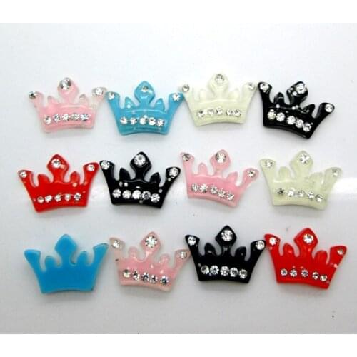 20Pcs Random Mixed Resin Crown Embellishments Flatback Cabochon Scrapbook Wedding Decoration Diy Craft Accessories