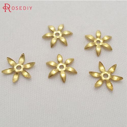 29447)200PCS 8MM Not plated color Brass Small Flower Beads Caps Diy Jewelry Findings Accessories Wholesale