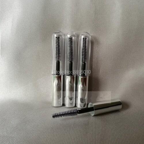 4ml Empty Clear Mascara Tube Cosmetic Plastic Eyelash Palm/castor oil essence refillable container bottles silver cap F266